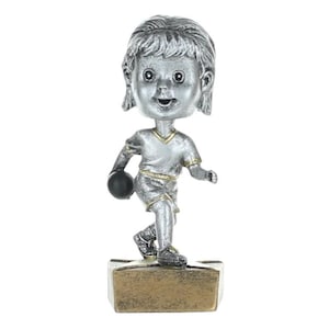 Bowling Bobblehead Trophy - Female | Engraved Bowler Award - 6 Inch Tall