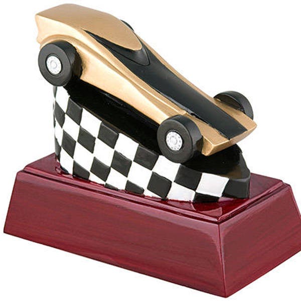 Pinewood Derby Color Resin Trophy | Engraved Boy Scout Award - 4" Tall