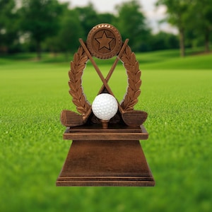 Golf Trophy - Engraved Golf Tournament Wreath Award by DECADE AWARDS