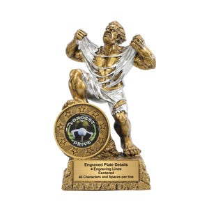 Golf Longest Drive Monster LARGE Trophy with Personalized Engraved Plate