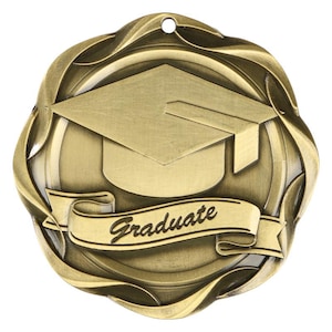 Engraved Gold Graduate Medal - 3 Inch Wide