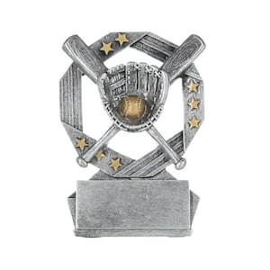 Baseball Hexa Star Trophy | Softball Award - Silver and Gold - 4.75&quot; by DECADE AWARDS