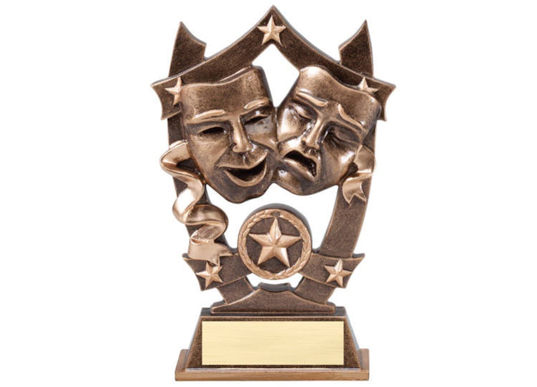 Drama 3D Gold Star Trophy | Engraved Acting Award - 6.25