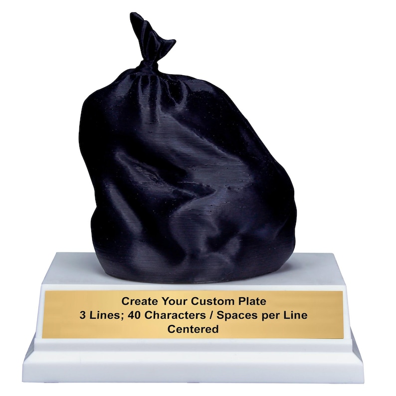 Engraved Trash Bag Last Place Trophy with Free Custom Engraving: Funny Gag Gift - 4.5 Inch image 3