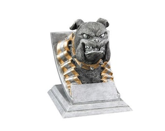 Bulldog School Mascot Trophy - Silver & Gold Bulldogs Award by DECADE AWARDS