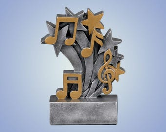 Music Trophy, Star Blast | Engraved Music Award - 4.75 Inch Tall