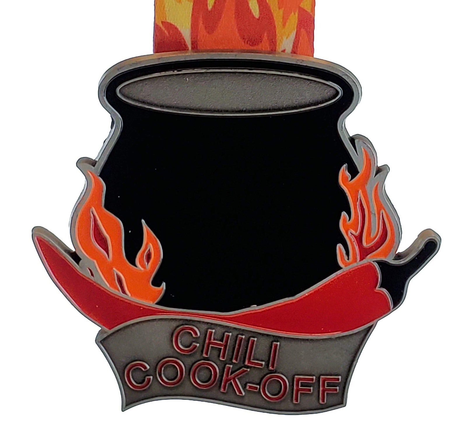 Chili Cook Off Medal with Flaming Neckband Gold Silver or Etsy