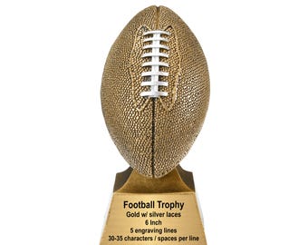 Football Champion Trophy Engraved Football Award (Gold) 6 Inch