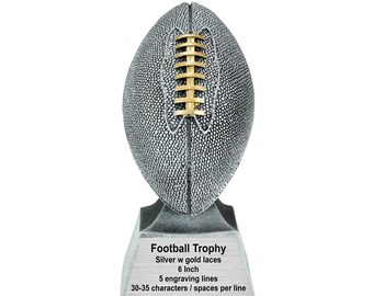 Football Champion Trophy Engraved Football Award (Silver) 6 Inch