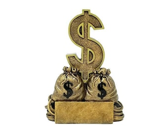 Dollar Sign Trophy - Engraved Sales or Fundraising Award