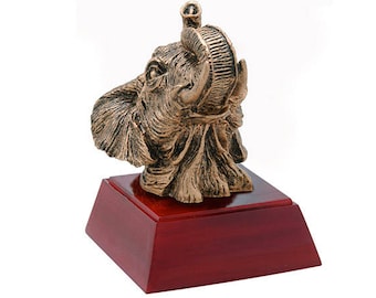 Elephant Mascot Sculptured Trophy | Engraved Elephant Award - 4" Tall