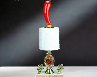 Engraved Chili Toilet Paper Trophy | Personalized Chili Cook Off Gag Award – 17.5 Inch