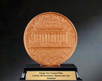 Engraved Penny Trophy | Personalized Big Money One Cent Novelty Award - 5 Inch