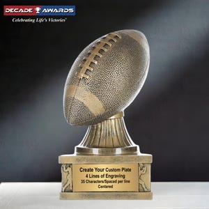 Personalized Football Trophy | Engraved Action Pedestal Gold Football Award - 7 Inch