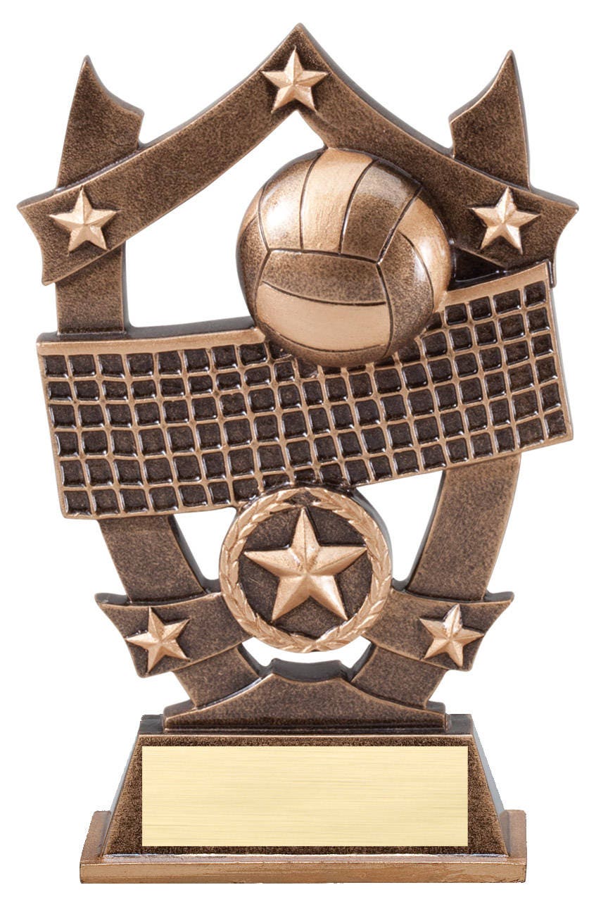 Volleyball 3D Gold Sports Stars Award Engraved Volleyball