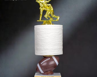 Engraved Football Trophy | Sacked | Last Place Toilet Paper Award – 13.75 Inch