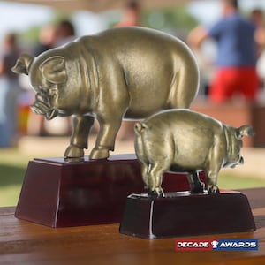Engraved BBQ Competition Trophy | Sculpted Pig Award - 4 or 6 Inch Tall