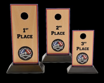Engraved Cornhole Award | Cornhole Board Trophy | 1st, 2nd or 3rd Place or a full set