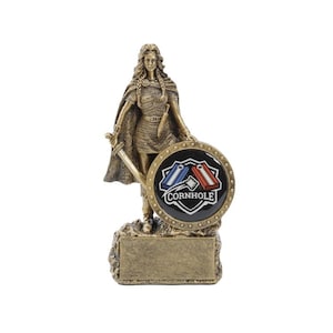 Female Champion Trophy - Cornhole | Engraved Cornhole Warrior Woman Award - 6.75 Inch Tall