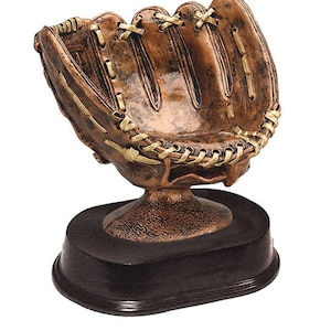 Baseball Glove Ball Holder with Bronze Finish Trophy by DECADE AWARDS