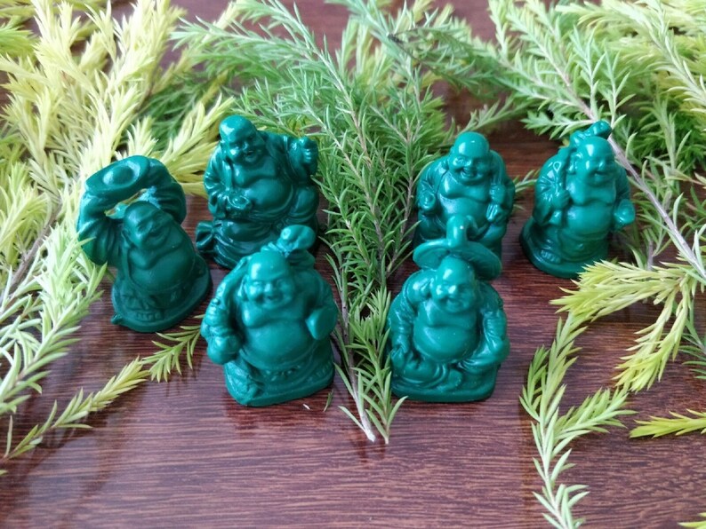 6pc Feng Shui Lucky Laughing Buddha Set 30mm Green Statues Home 6pc Feng Shui Lucky Laughing Buddha Set 30mm Green Statues Home
