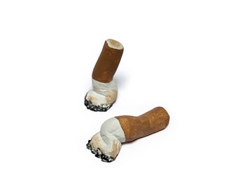 2 butts, cigarettes, interior objects, art, handmade, dirty, waste, ashtray