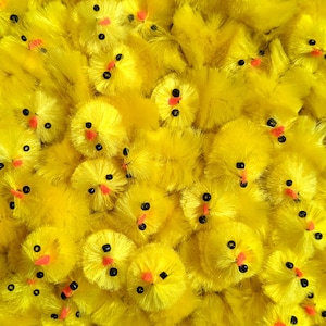Photo frame filled with yellow Easter chicks