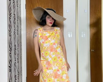 Vintage 60s Lilly Pulitzer Maxi Dress – Floral Butterfly Print, Size S-M
