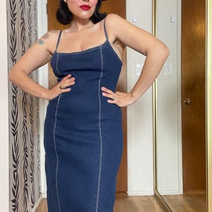 Vintage 90s Y2K Denim Maxi Dress - Best Fits Size S-L