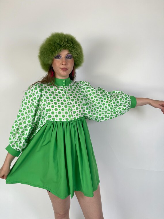 green babydoll dress Embroidered Short Glitter Prom Sage / XSmall London is wearing the small. AKOEE Women's Velvet Dress with