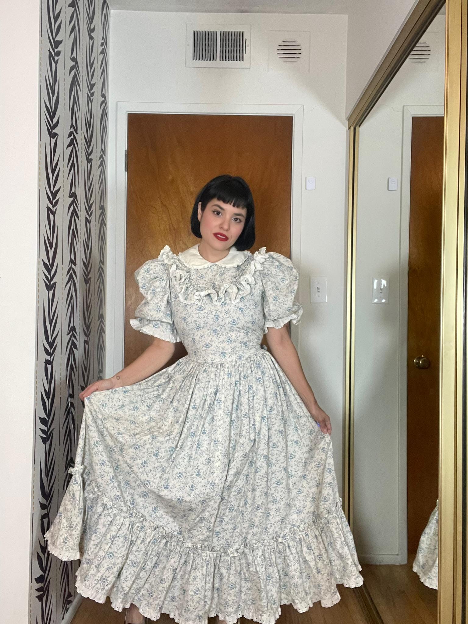 prairie dress vintage 1970s handmade calico floral womens size small/medium Exploring My Vintage Gunne Sax