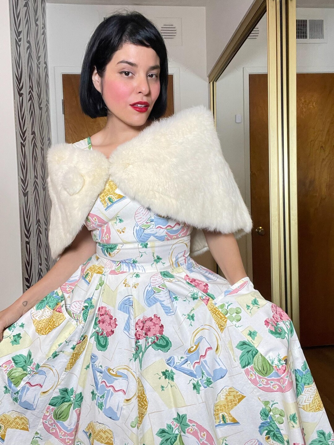 Vintage 50s 60s Ivory Rabbit Fur Shawl - One Size - Etsy