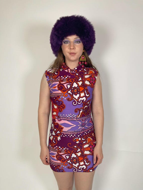 knee length dresses for ladies Newark Faux-Wrap Mini Dress - Purple Multi main image 1