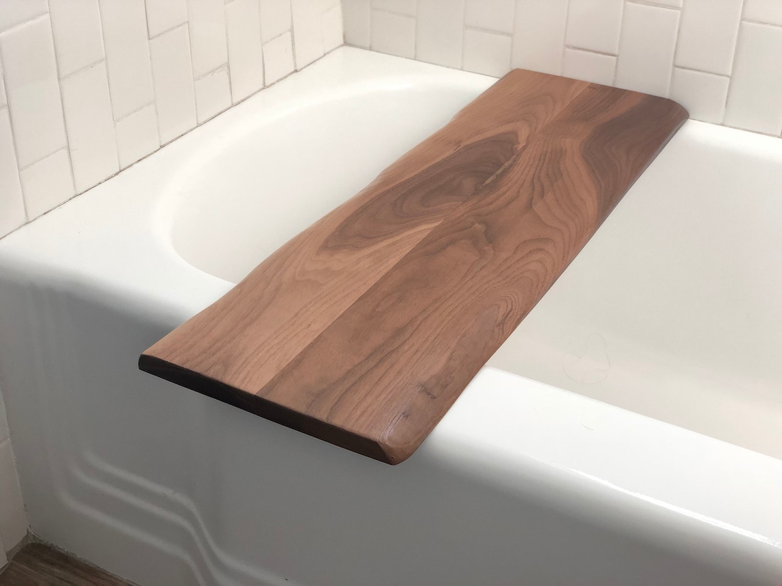 LiveEdge Walnut Bath Tray Live Wood Bath Caddy Wood Bathtub Etsy