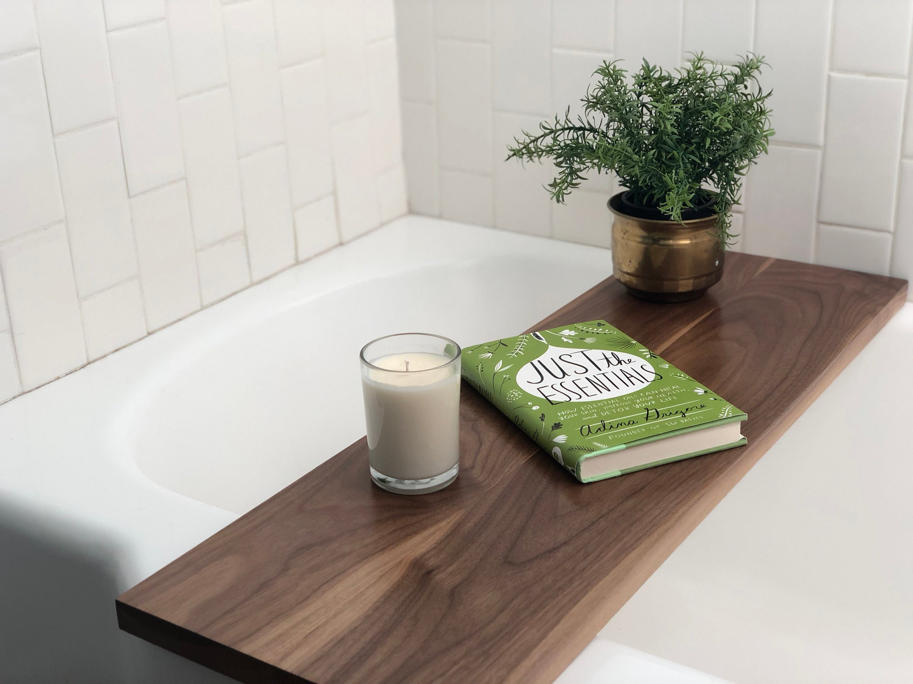 Modern Walnut Bath Tray Straight Edge Black Walnut Bathtub Etsy