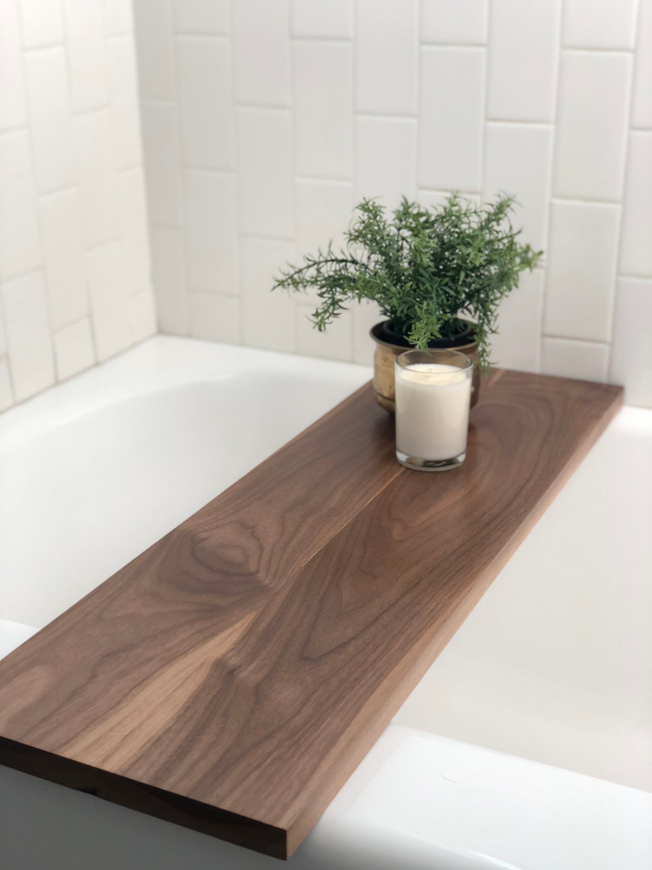 Modern Walnut Bath Tray Straight Edge Black Walnut Bathtub Etsy