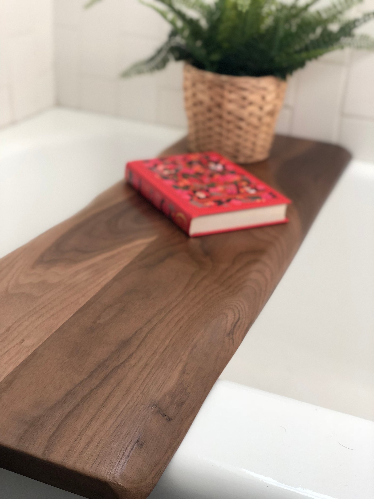 LiveEdge Walnut Bath Tray Live Wood Bath Caddy Wood Bathtub Etsy