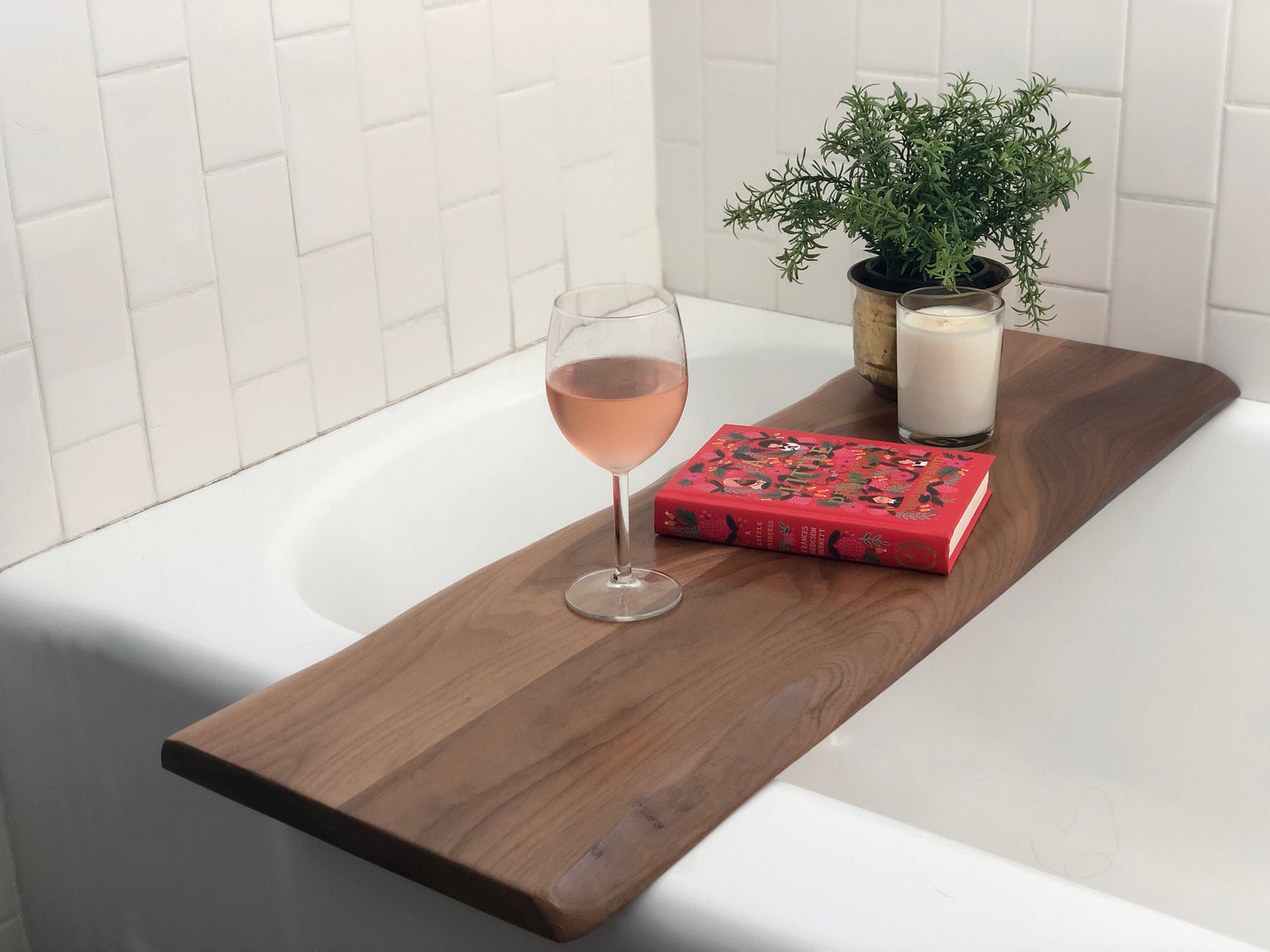 LiveEdge Walnut Bath Tray Live Wood Bath Caddy Wood Bathtub Etsy