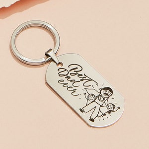 Personalized Dog Tag Keychain| Custom Fingerprint Keychain for Men| Handwriting Keychain| Children's Drawing Keychain |Mother's Day Gifts