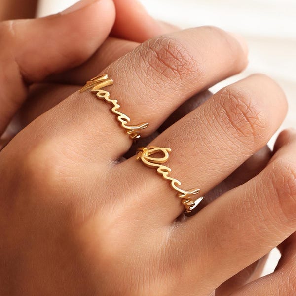 Dainty Name Ring - Custom Rings - Personalized Stackable Names Jewelry - Mother's Day - Christmas Gifts