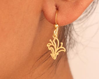 June Flower Hook Earrings - Delicate Gold Plated Honeysuckle