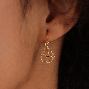 February Flower Hook Earrings | Violet Flower Earrings | Gift for Bridesmaids | Flora Jewelry | Mother&#39;s Day Gifts