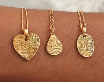 Fingerprint Necklace KyUc Studio - Actual Handwriting Necklaces - Memorial Gift - Mother's Day - Christmas Gifts
