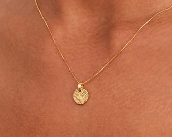 Collar con dije circular pequeño y huella dactilar - Collares con huella dactilar real - Regalos para el Día de la Madre y Navidad