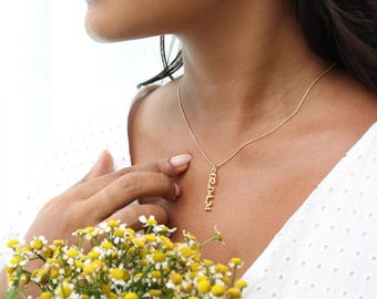 Custom Vertical Date Necklace | Personalized Anniversary Necklaces | Minimalist Dates Charm Gift