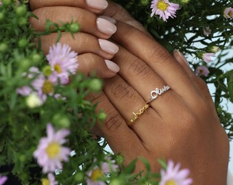 Custom Hammered Ring by KyUc Studio - Name Rings - Mother's Day - Friendship/Christmas Gifts