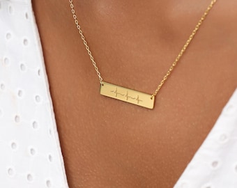 Heartbeat Necklace - Custom Ultrasound EKG Pendant in Sterling Silver/ Gold Plated Jewelry