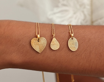 Fingerprint Necklace By KyUc Studio - Actual Handwriting Necklaces - Memorial Gift - Mother's Day - Christmas Gifts