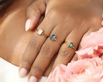 Custom Birthstone Ring | Personalized Stackable Rings | Wedding - Christmas Gifts