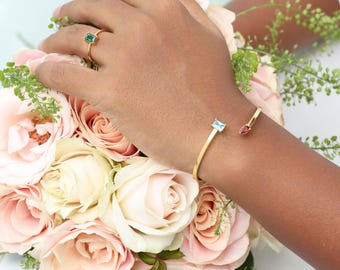 Birthstones Engraved Cuff Bracelet – Inside Engraving – Mother Daughter Birthstone Cuffs – Wedding & Bridesmaid Gift